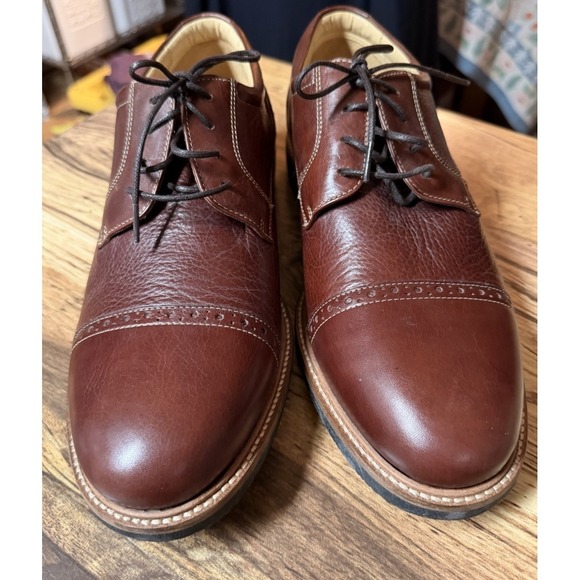 Johnston Murphy Mens CBrown Sheep Skin Cap Toe Lace Up Dress Casual Shoes 10 M